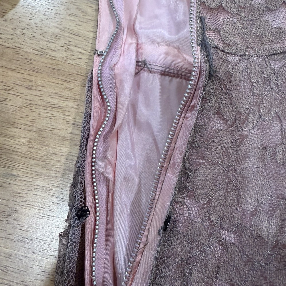 Vtg 1950s Emma Domb Pink Lace Party Dress Tea Fit & Flare Illusion Size XS *read - Picture 7 of 16